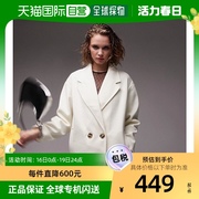 香港直邮潮奢topshop女士chuck双排扣短款大衣(白色)