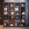 新中式全实木书柜组合整墙轻奢带玻璃门现代书房柜子收纳储物落地