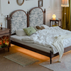 物应仲夏夜床法式复古软包1.8米实木床，黑胡桃木床布艺1.5米双人床