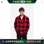 韩国直邮H&M 男款宽松格子法兰绒衬衫上衣24春季美式复古1166941