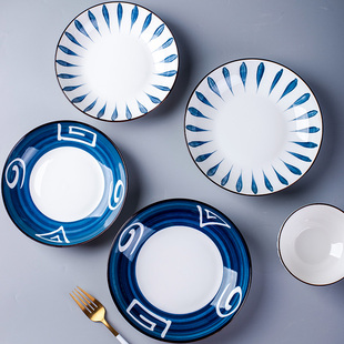 陶瓷盘子菜盘家用日式菜碟创意碗碟套装网红早餐盘餐盘高级感餐具