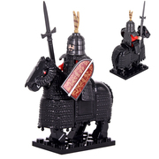 古代骑士汉代重铁甲骑兵铁盔甲马汉楚军项羽拼装益智玩具积木金朝