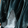 掚气质由内而外真丝丝绒，+斜纹绸里衬v领蝙蝠袖高腰连衣裙#