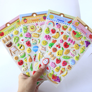 四张水果蔬菜表情卡通3d立体粘贴纸泡棉diy幼儿园奖励贴帖画