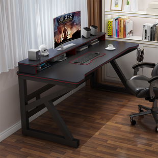 电脑桌台式家用电竞桌简约现代书桌，带书架卧室，办公桌子学生写字桌