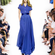 欧洲站夏季套装裙时尚，高级感蓝色衬衫，a字半身裙两件套套装女