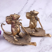 巴基斯坦铜器招财摆件鼠钱生肖鼠铜制摆件家居风水摆件黄铜老鼠
