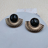 黑色宝石耳环欧美复古轻奢高级感耳钉，扇形时尚气质耳饰耳夹b592