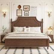 简美风美式实木床现代简约1.5M1.8M双人床复古法式床主卧轻奢婚床