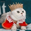 新年喜庆网红宠物猫咪衣服国王披风，蕾丝项圈春秋装斗篷小型犬披肩