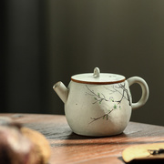 景德镇柴烧纯手工手绘粉彩鄂梅，茶壶粗陶功夫，茶具盖碗壶承可养开片