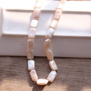 天然巴洛克珍珠长方形，散珠9*16mm白色异形长条，通孔diy手作配件