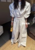 Liu-Liu时尚套装女2024春装套头圆领长袖卫衣+美式口袋阔腿工装裤