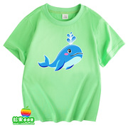 卡通海豚海洋男女儿童宝宝纯棉，圆领短袖t恤n02亲子家庭装夏季班服