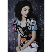 香港名师路欧美风格纯棉热带花图短袖，西装外套上衣小外套