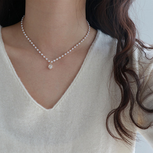 因缺斯汀「心意」简约气质珍珠锆石项链小众温柔锁骨链百搭女高级