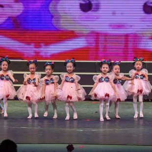 元旦儿童舞蹈蓬蓬裙演出服幼儿园男女，粉色表演服公主，裙俏皮可爱新