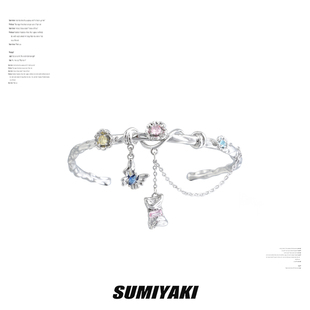 sumiyaki原创设计夏季甜酷彩色，锆石手镯高级手链配饰手环