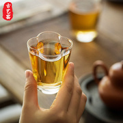 花朵茶杯个人专用主人杯品茗杯，泡茶单只高硼硅玻璃，茶杯主人杯高端