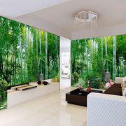 简约林绿树(林绿树)大竹子壁画客厅，8纸沙发，自然3d风景背景墙壁纸大型卧室d