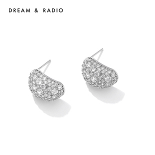 Dream＆Radio微镶锆石耳钉女S925银耳针满钻镶嵌气质耳饰高级感