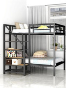 铁艺高架床公寓小户型多功能，双层儿童上下床家用省空间双人铁床架