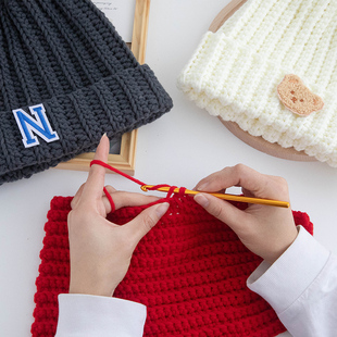 秋冬手工diy毛线，编织帽子材料，包送男友情侣新年礼物