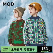 mqd童装男童毛衣冬款半高领，加厚保暖手绘涂鸦几何儿童针织衫