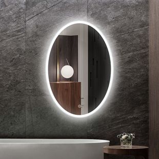 椭圆镜子智能浴室触摸屏卫生间，卫浴led光带灯，化妆镜壁挂免打孔
