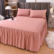 防滑纯色床裙式床套单件保护套1.5米1.8m床单床垫床笠180x200x220