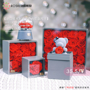 洛丽斯奇进口纸方形，透明高档永生花礼盒鲜花，花盒盒子玫瑰花包装盒