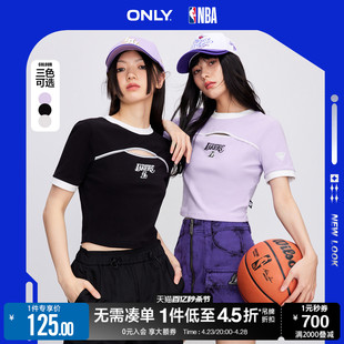 ONLY夏季NBA联名款运动风假两件设计短款短袖T恤女