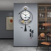 新中式钟表挂钟客厅家用时尚，2022创意壁挂时钟灯装饰挂墙大气