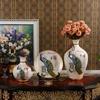 创意陶瓷花瓶三件套摆件，欧式奢华复古客厅家居装饰工艺品摆设