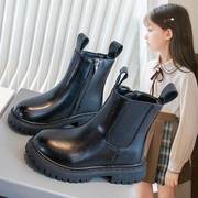 女童鞋子短靴秋款2023马丁靴，冬季加绒靴子，儿童皮鞋洋气二棉鞋