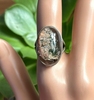 天然水晶戒指巴西绿幽灵，戒指戒面彩幽灵，戒指指环半盆净面手工银包