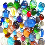 彩色玻璃珠扁珠石头鱼缸水晶海草造景玻璃球水草弹球装饰造景