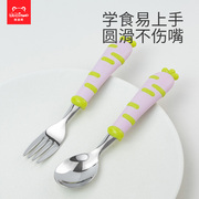 叉勺316不锈钢宝宝勺子便携儿童，餐具学吃训练勺叉子自主进食吃饭