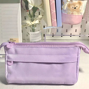 韩版in风紫色大容量笔袋，初高中生帆布拉链，笔袋立体收纳袋文具袋