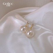 珍珠耳环女925纯银银针复古耳钉简约时尚韩国气质网红耳饰高级感