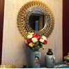 客厅餐厅装饰镜子复古玄关圆形，走廊过道背景墙创意，太阳餐边装饰镜