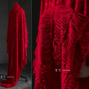 红色剪纸双层针织布弹力柔软创意打底裙子外套毛衣服装设计师面料