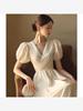 法式赫本风雪纺长裙气质名媛高端女神，范高级(范，高级)感白色连衣裙子女夏季