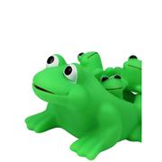 宝宝洗澡戏水玩具搪胶一捏就响绿色青蛙子母装网袋，bb响捏捏叫玩具