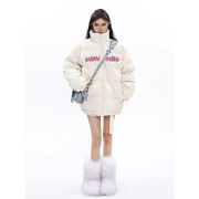 白色棉服女冬季2023冬装，美式东北大棉袄外套，加厚超厚羽绒棉衣