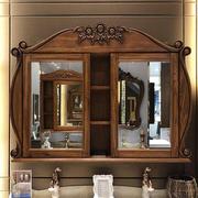 欧式浴室柜双盆实木卫浴柜红橡木仿古洗手台组合大户型镜柜洗漱台