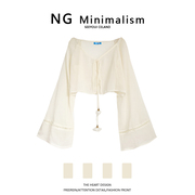 NG Minimalism2022年春季女装防晒开衫雪纺上衣设计感小众衬衫潮