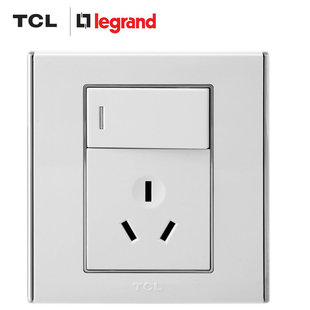 TCL罗格朗开关插座A8系列10A三孔带开关插座一开3插墙壁电源面板