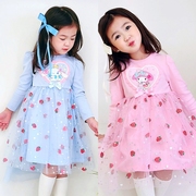2024春季韩国童装princess萌可公主女孩卡通库洛米草莓连衣裙