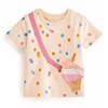 女童波点雪糕短袖t恤挎包，宝宝圆领儿童纯棉，夏装中小童半袖体恤衫8
